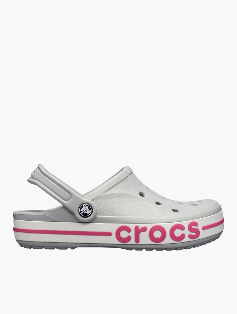 MyRunway Shop Crocs Light Grey Candy Pink Bayaband Clogs for